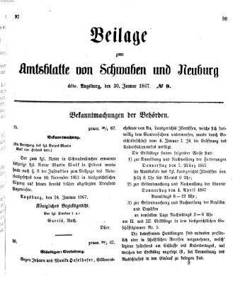 Königlich Bayerisches Kreis-Amtsblatt von Schwaben und Neuburg Mittwoch 30. Januar 1867