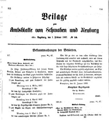 Königlich Bayerisches Kreis-Amtsblatt von Schwaben und Neuburg Freitag 1. Februar 1867