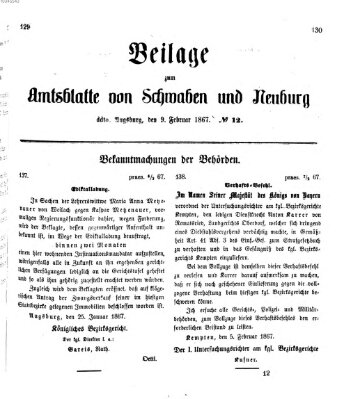 Königlich Bayerisches Kreis-Amtsblatt von Schwaben und Neuburg Samstag 9. Februar 1867