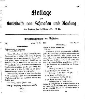 Königlich Bayerisches Kreis-Amtsblatt von Schwaben und Neuburg Samstag 16. Februar 1867