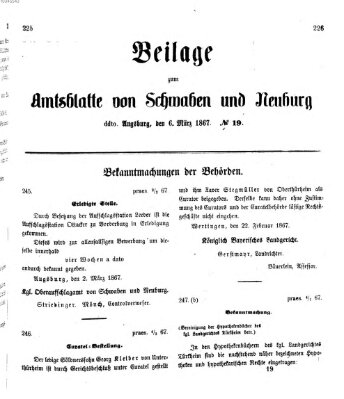 Königlich Bayerisches Kreis-Amtsblatt von Schwaben und Neuburg Mittwoch 6. März 1867