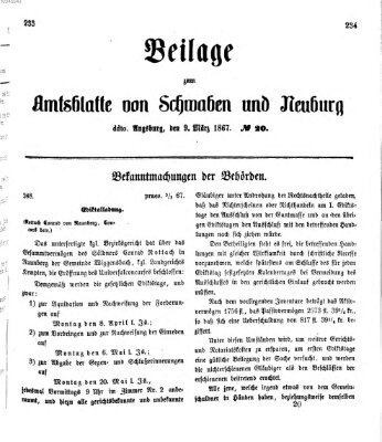 Königlich Bayerisches Kreis-Amtsblatt von Schwaben und Neuburg Samstag 9. März 1867