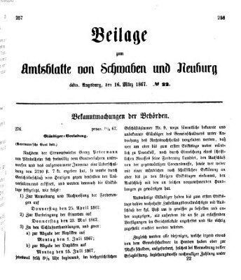 Königlich Bayerisches Kreis-Amtsblatt von Schwaben und Neuburg Samstag 16. März 1867