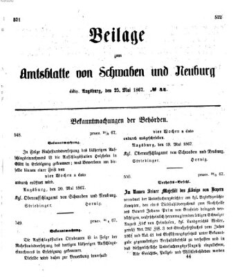 Königlich Bayerisches Kreis-Amtsblatt von Schwaben und Neuburg Samstag 25. Mai 1867