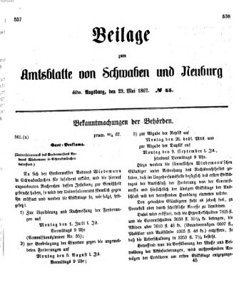 Königlich Bayerisches Kreis-Amtsblatt von Schwaben und Neuburg Mittwoch 29. Mai 1867