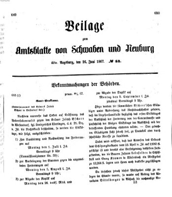 Königlich Bayerisches Kreis-Amtsblatt von Schwaben und Neuburg Mittwoch 26. Juni 1867