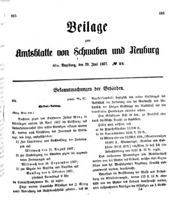 Königlich Bayerisches Kreis-Amtsblatt von Schwaben und Neuburg Samstag 29. Juni 1867