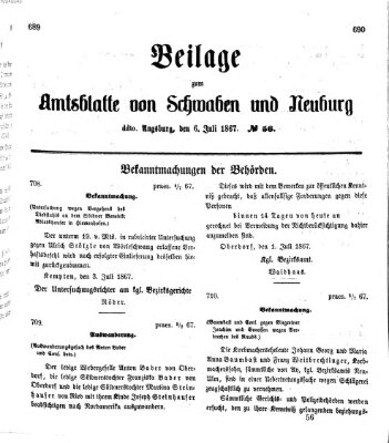 Königlich Bayerisches Kreis-Amtsblatt von Schwaben und Neuburg Samstag 6. Juli 1867