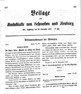 Königlich Bayerisches Kreis-Amtsblatt von Schwaben und Neuburg Samstag 28. September 1867