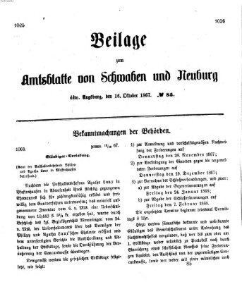 Königlich Bayerisches Kreis-Amtsblatt von Schwaben und Neuburg Mittwoch 16. Oktober 1867