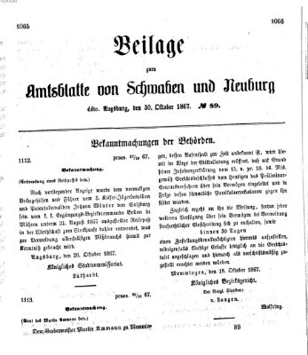 Königlich Bayerisches Kreis-Amtsblatt von Schwaben und Neuburg Mittwoch 30. Oktober 1867