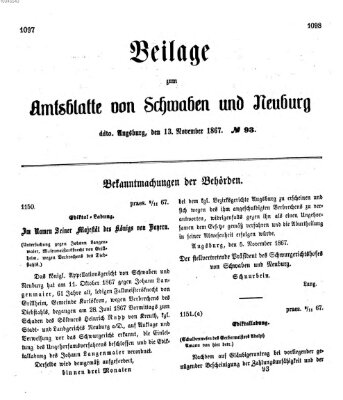 Königlich Bayerisches Kreis-Amtsblatt von Schwaben und Neuburg Mittwoch 13. November 1867