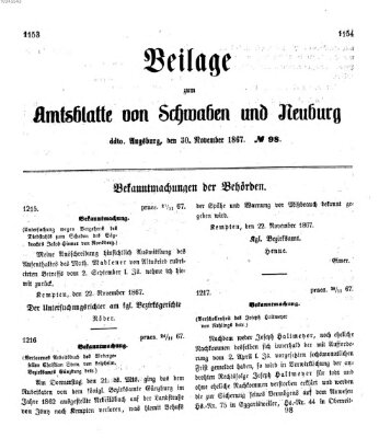 Königlich Bayerisches Kreis-Amtsblatt von Schwaben und Neuburg Samstag 30. November 1867