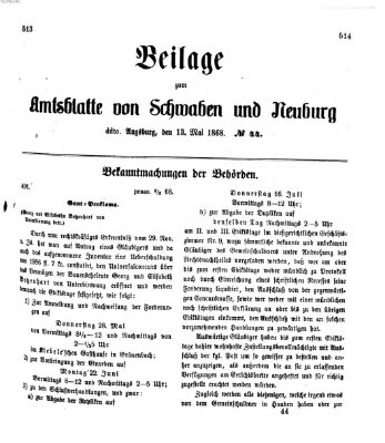 Königlich Bayerisches Kreis-Amtsblatt von Schwaben und Neuburg Mittwoch 13. Mai 1868