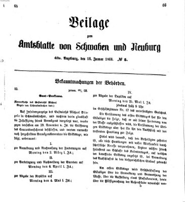 Königlich Bayerisches Kreis-Amtsblatt von Schwaben und Neuburg Samstag 18. Januar 1868