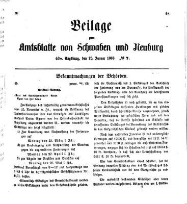 Königlich Bayerisches Kreis-Amtsblatt von Schwaben und Neuburg Samstag 25. Januar 1868