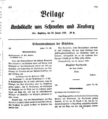 Königlich Bayerisches Kreis-Amtsblatt von Schwaben und Neuburg Mittwoch 29. Januar 1868