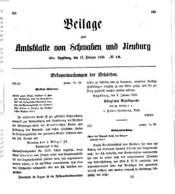 Königlich Bayerisches Kreis-Amtsblatt von Schwaben und Neuburg Mittwoch 12. Februar 1868