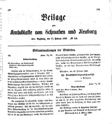 Königlich Bayerisches Kreis-Amtsblatt von Schwaben und Neuburg Montag 17. Februar 1868