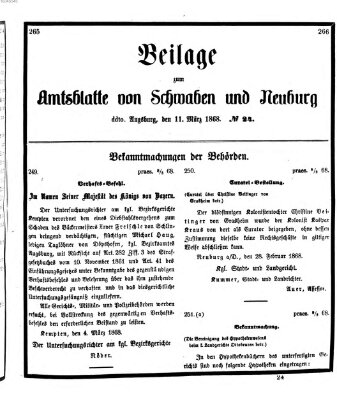 Königlich Bayerisches Kreis-Amtsblatt von Schwaben und Neuburg Mittwoch 11. März 1868