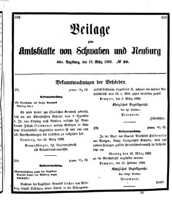 Königlich Bayerisches Kreis-Amtsblatt von Schwaben und Neuburg Mittwoch 18. März 1868