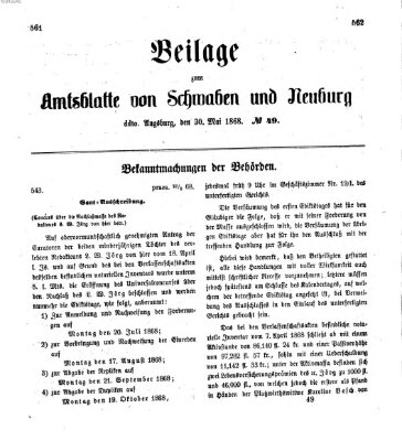 Königlich Bayerisches Kreis-Amtsblatt von Schwaben und Neuburg Samstag 30. Mai 1868