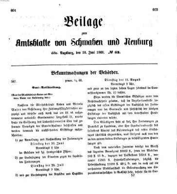 Königlich Bayerisches Kreis-Amtsblatt von Schwaben und Neuburg Mittwoch 10. Juni 1868