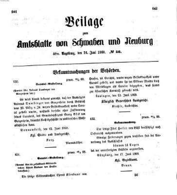 Königlich Bayerisches Kreis-Amtsblatt von Schwaben und Neuburg Mittwoch 24. Juni 1868