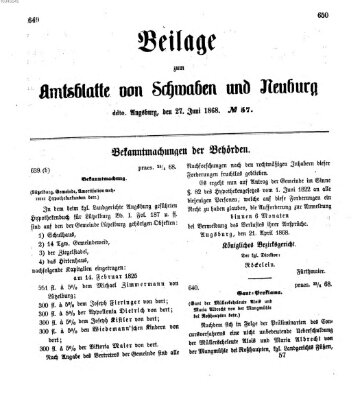 Königlich Bayerisches Kreis-Amtsblatt von Schwaben und Neuburg Samstag 27. Juni 1868