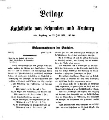 Königlich Bayerisches Kreis-Amtsblatt von Schwaben und Neuburg Mittwoch 22. Juli 1868