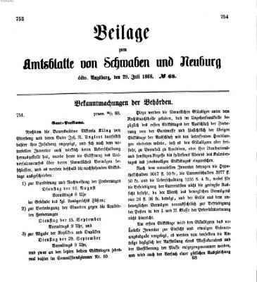 Königlich Bayerisches Kreis-Amtsblatt von Schwaben und Neuburg Mittwoch 29. Juli 1868