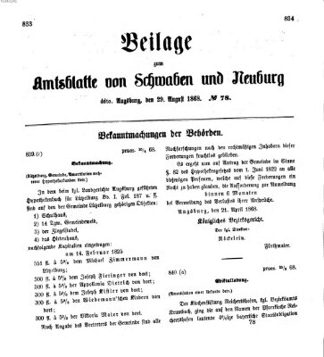 Königlich Bayerisches Kreis-Amtsblatt von Schwaben und Neuburg Samstag 29. August 1868