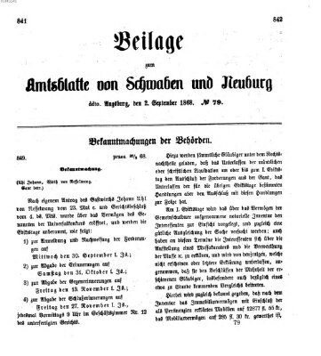 Königlich Bayerisches Kreis-Amtsblatt von Schwaben und Neuburg Mittwoch 2. September 1868