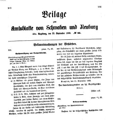 Königlich Bayerisches Kreis-Amtsblatt von Schwaben und Neuburg Mittwoch 23. September 1868