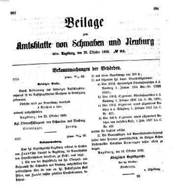 Königlich Bayerisches Kreis-Amtsblatt von Schwaben und Neuburg Mittwoch 28. Oktober 1868