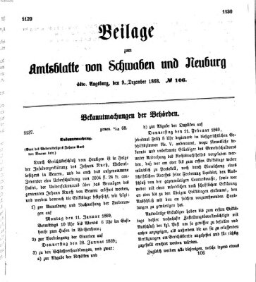 Königlich Bayerisches Kreis-Amtsblatt von Schwaben und Neuburg Mittwoch 9. Dezember 1868