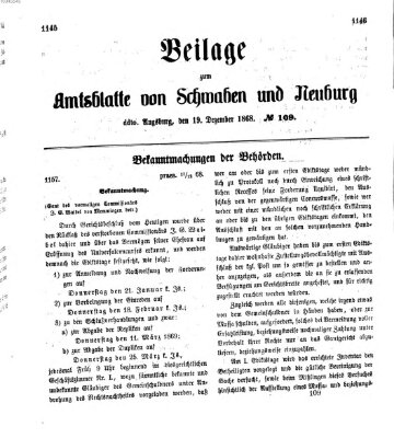 Königlich Bayerisches Kreis-Amtsblatt von Schwaben und Neuburg Samstag 19. Dezember 1868