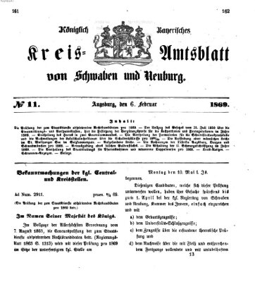 Königlich Bayerisches Kreis-Amtsblatt von Schwaben und Neuburg Samstag 6. Februar 1869