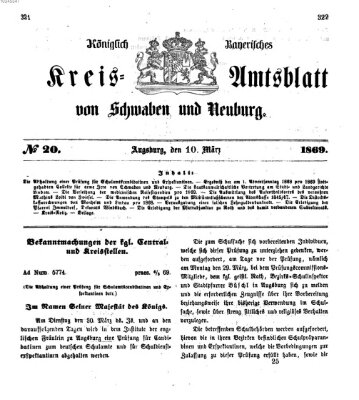 Königlich Bayerisches Kreis-Amtsblatt von Schwaben und Neuburg Mittwoch 10. März 1869