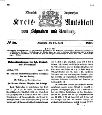 Königlich Bayerisches Kreis-Amtsblatt von Schwaben und Neuburg Samstag 10. April 1869