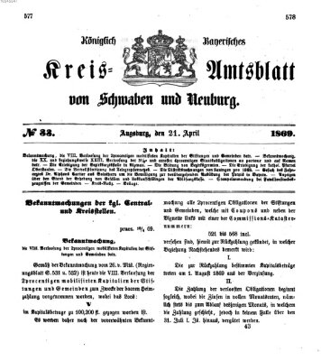 Königlich Bayerisches Kreis-Amtsblatt von Schwaben und Neuburg Mittwoch 21. April 1869