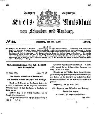 Königlich Bayerisches Kreis-Amtsblatt von Schwaben und Neuburg Mittwoch 28. April 1869