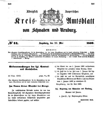 Königlich Bayerisches Kreis-Amtsblatt von Schwaben und Neuburg Mittwoch 26. Mai 1869