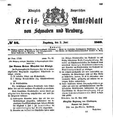 Königlich Bayerisches Kreis-Amtsblatt von Schwaben und Neuburg Mittwoch 2. Juni 1869