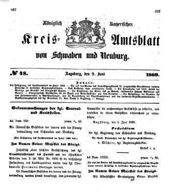 Königlich Bayerisches Kreis-Amtsblatt von Schwaben und Neuburg Mittwoch 9. Juni 1869