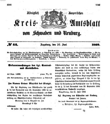 Königlich Bayerisches Kreis-Amtsblatt von Schwaben und Neuburg Samstag 26. Juni 1869