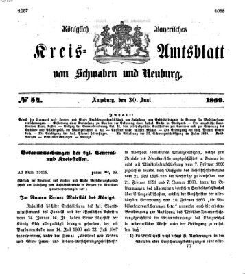 Königlich Bayerisches Kreis-Amtsblatt von Schwaben und Neuburg Mittwoch 30. Juni 1869