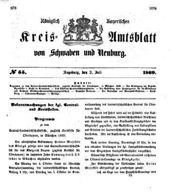 Königlich Bayerisches Kreis-Amtsblatt von Schwaben und Neuburg Samstag 3. Juli 1869