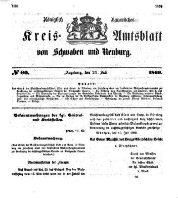 Königlich Bayerisches Kreis-Amtsblatt von Schwaben und Neuburg Mittwoch 21. Juli 1869