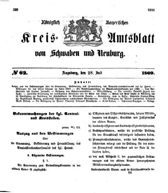 Königlich Bayerisches Kreis-Amtsblatt von Schwaben und Neuburg Mittwoch 28. Juli 1869